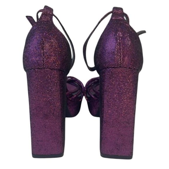SO ME / Disco / Purple Metallic /  Platform / High Heels With Crisscross - Picture 4 of 8